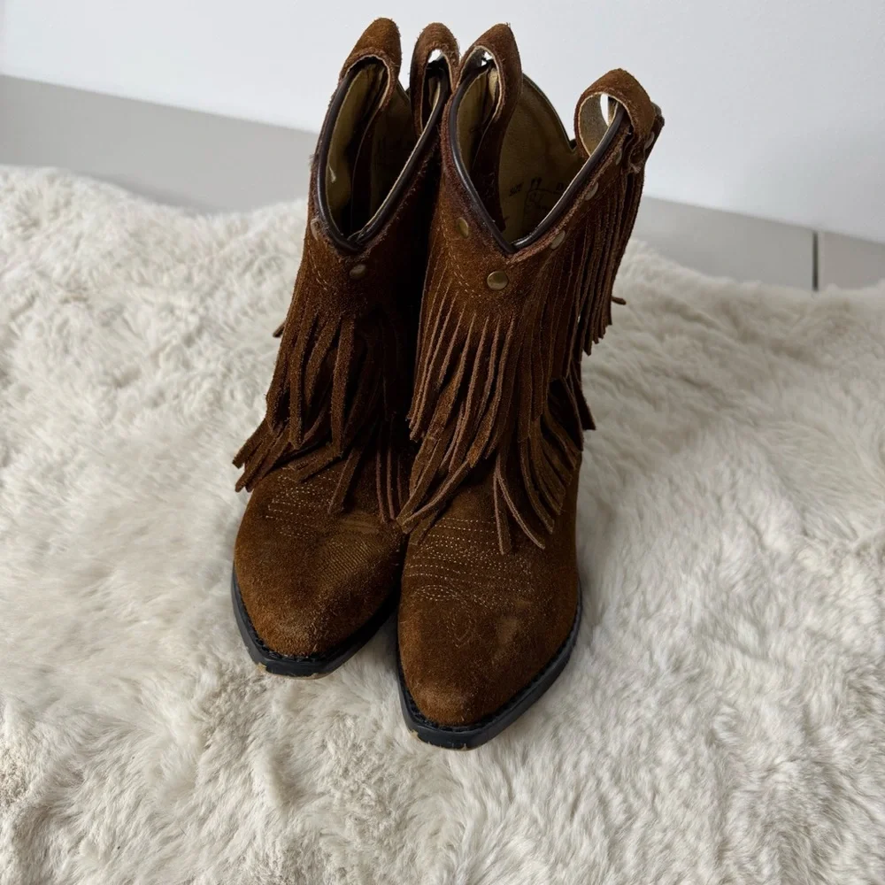 Shyanne Brown Fringe‎ Ankle Booties